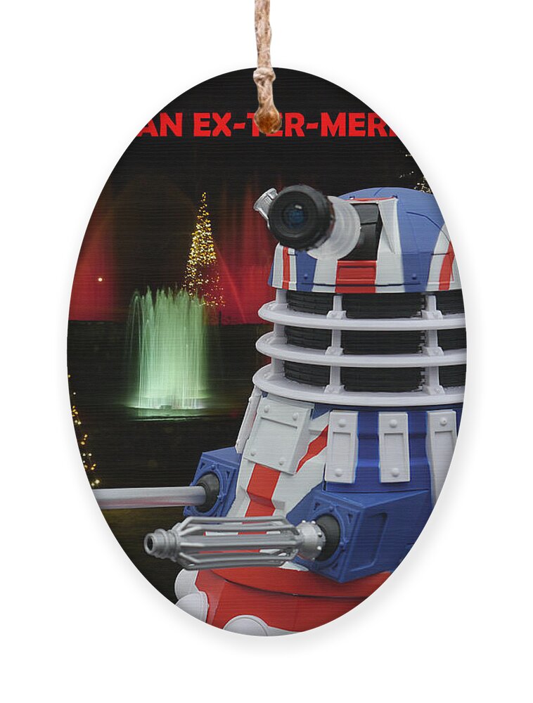 Richard Reeve Ornament featuring the photograph Dr Who - Dalek Christmas by Richard Reeve