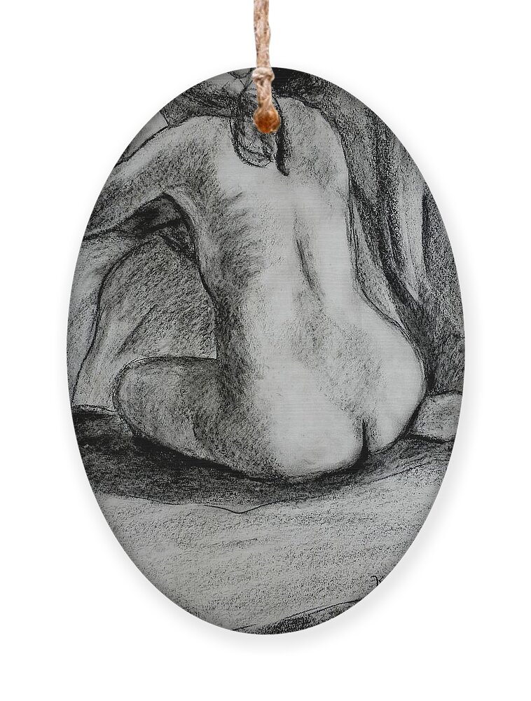 Nude Ornament featuring the drawing Drapery Pull by Kendall Kessler