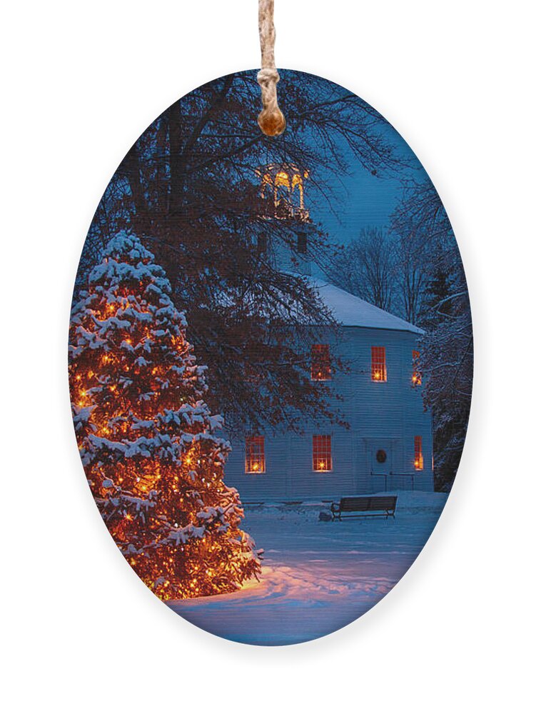 Round Church Ornament featuring the photograph Christmas at the Richmond round church by Jeff Folger