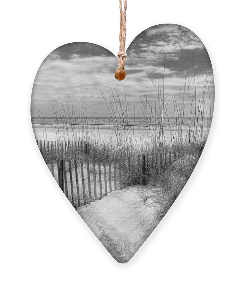 Clouds Ornament featuring the photograph Dune Fences by Debra and Dave Vanderlaan