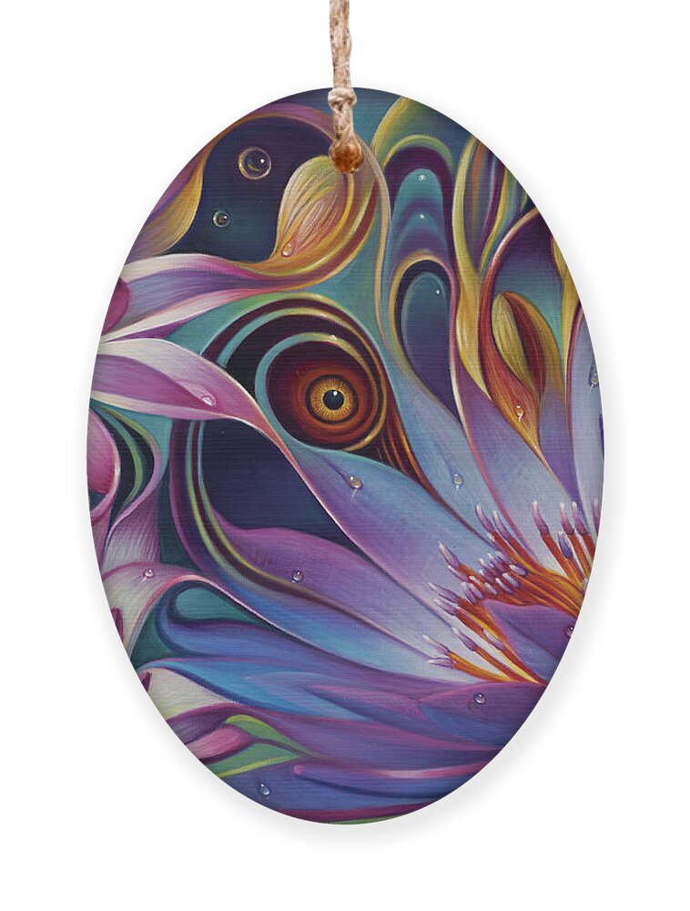 Lotus Ornament featuring the painting Dynamic Floral Fantasy by Ricardo Chavez-Mendez