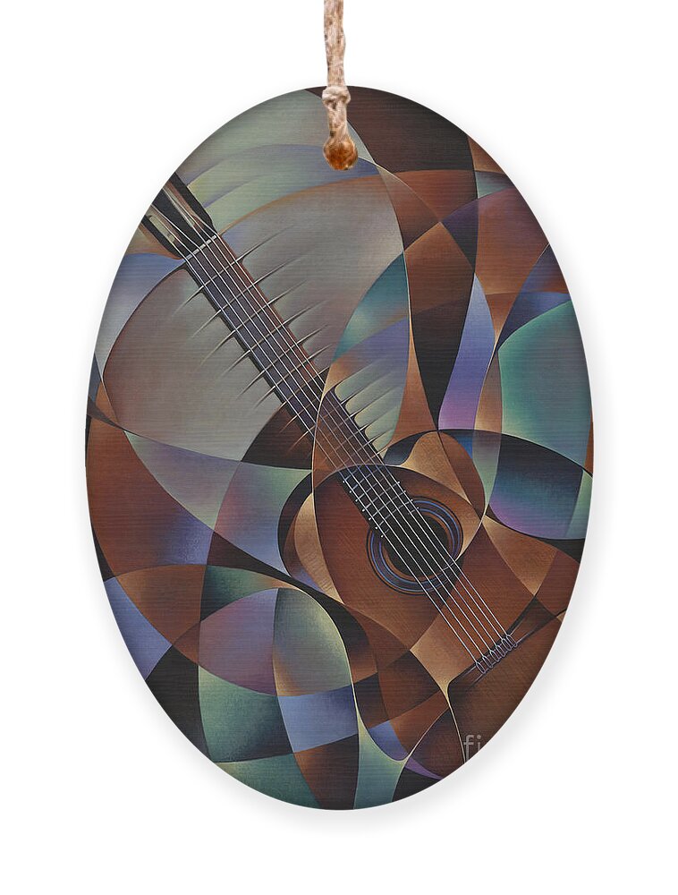 Violin Ornament featuring the painting Dynamic Guitar by Ricardo Chavez-Mendez