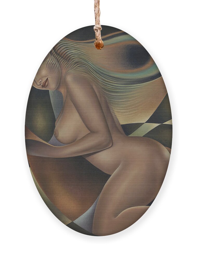 Nude-art Ornament featuring the painting Dynamic Queen 4 by Ricardo Chavez-Mendez