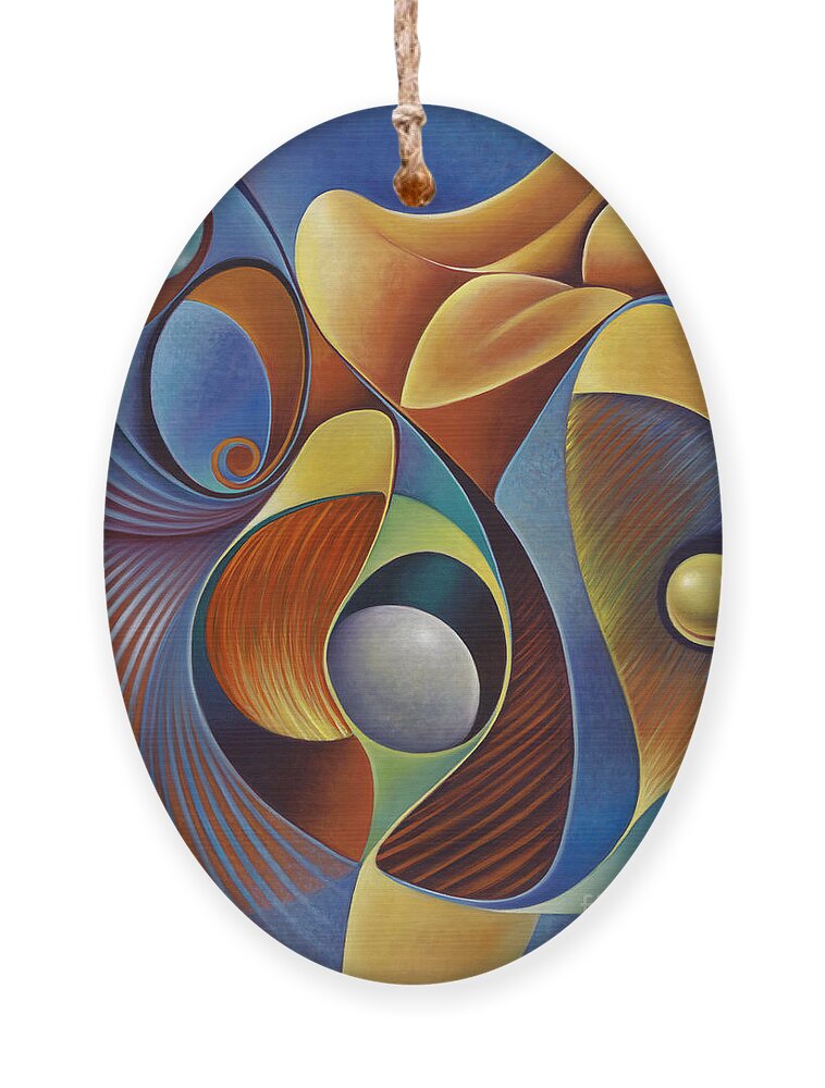 Female Ornament featuring the painting Dynamic Series #22 by Ricardo Chavez-Mendez