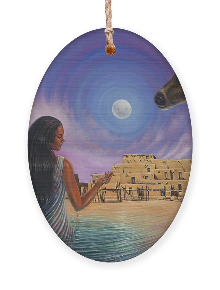 Taos Ornament featuring the painting Dynamic Taos Il by Ricardo Chavez-Mendez
