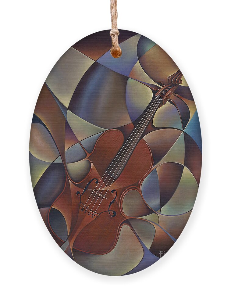 Violin Ornament featuring the painting Dynamic Violin by Ricardo Chavez-Mendez
