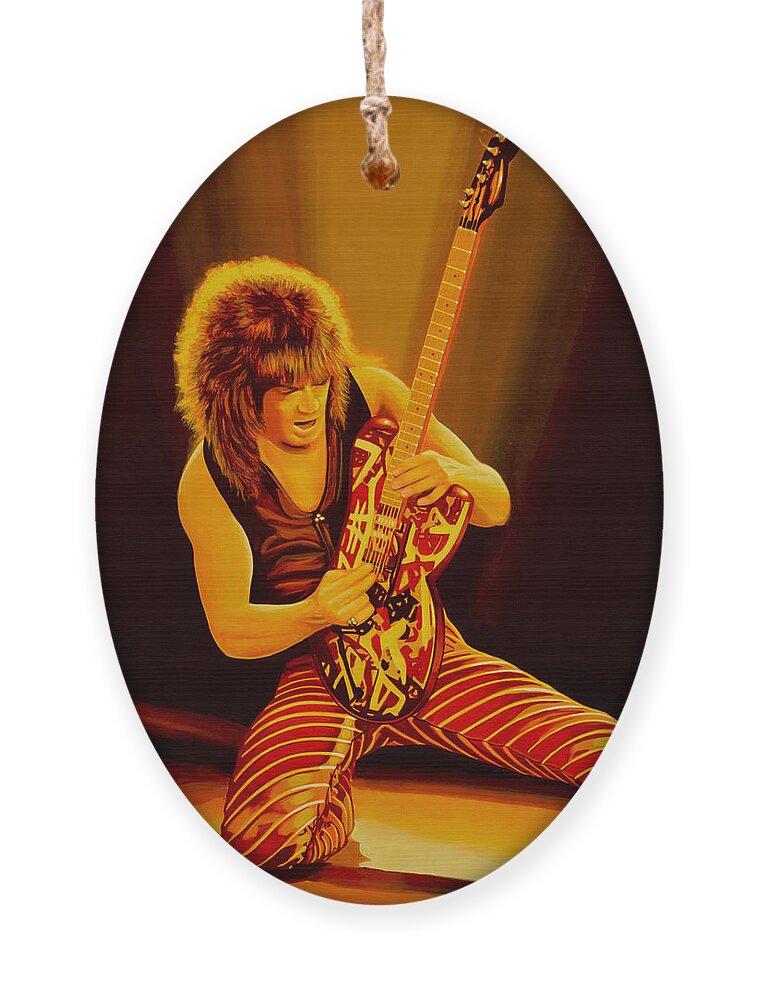 Eddie Van Halen Ornament featuring the painting Eddie van Halen Painting by Paul Meijering