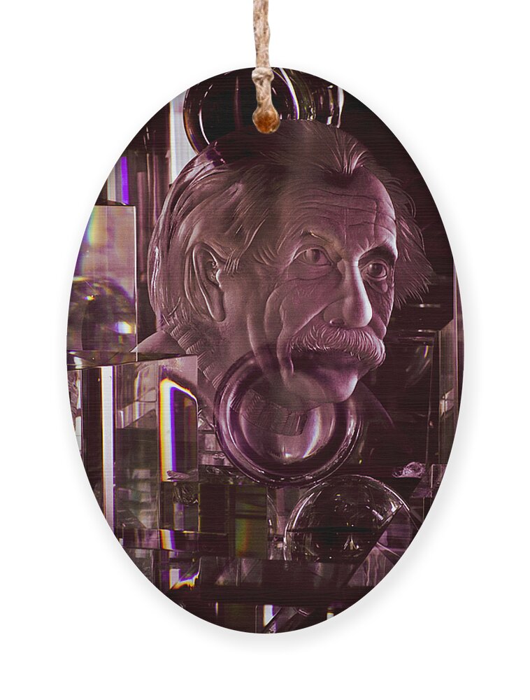 Albert Einstein Ornament featuring the photograph Einstein in Crystal - Purple by Christi Kraft