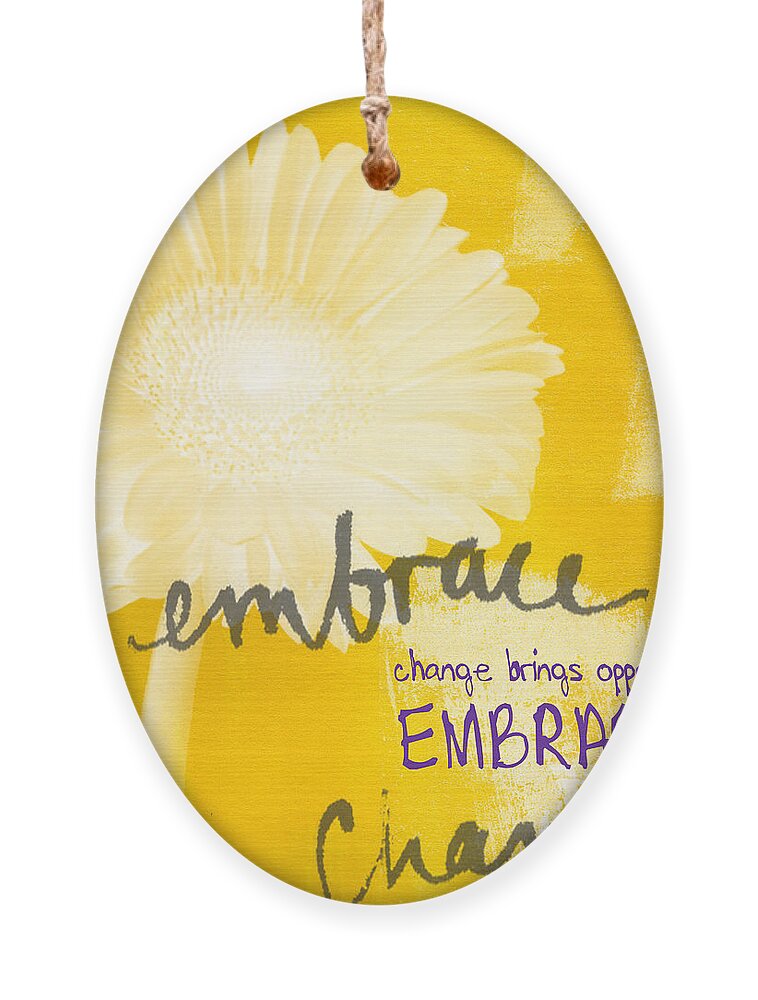 Yellow Ornament featuring the painting Embrace Change by Linda Woods