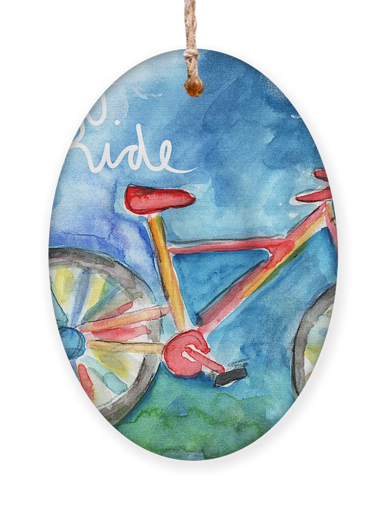 Bike Ornament featuring the painting Enjoy The Ride- Colorful Bike Painting by Linda Woods