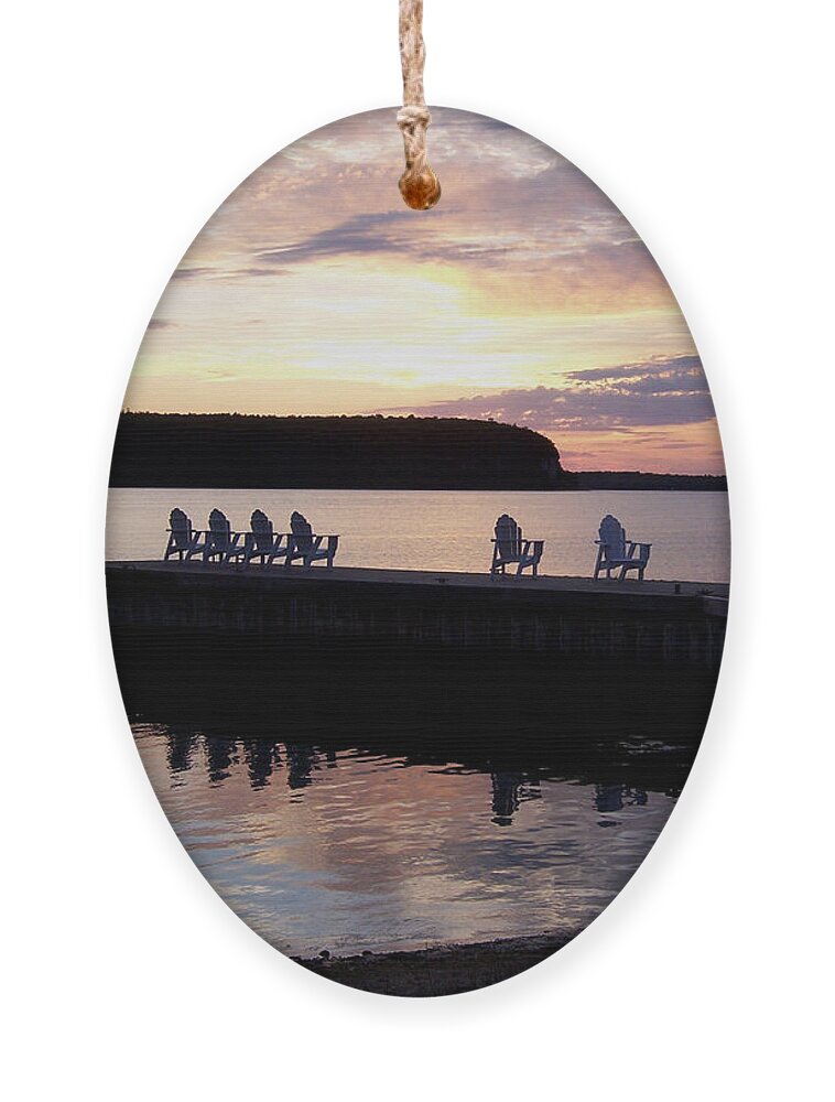Ephraim Ornament featuring the photograph Ephraim Dock Sunset at Old Post Office by David T Wilkinson