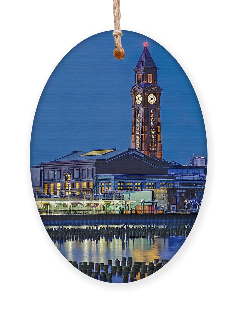 Erie Lackawanna Terminal Ornament featuring the photograph Erie Lackawanna Terminal Hoboken by Susan Candelario