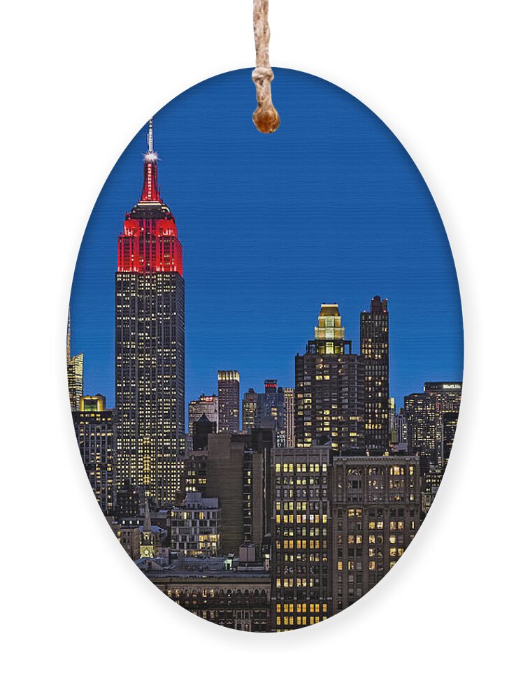 Flatiron District Ornament featuring the photograph ESB Surrounded By The Flatiron District by Susan Candelario