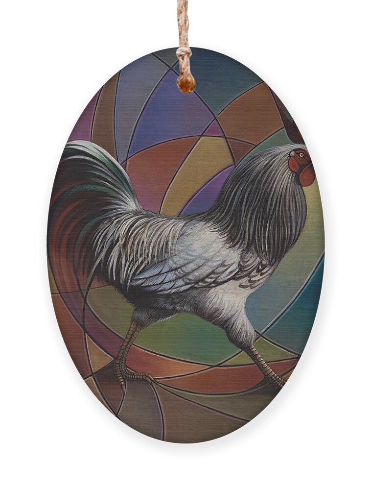 Rooster Ornament featuring the painting Espolones or Spurs by Ricardo Chavez-Mendez