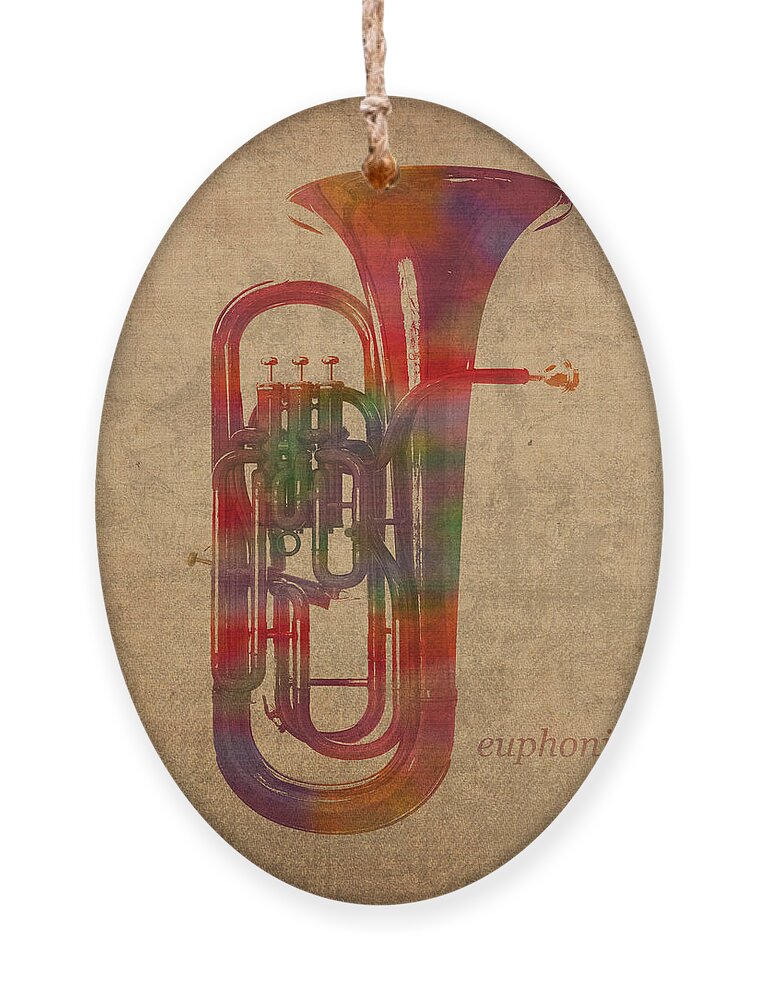 Euphonium Brass Instrument Watercolor Portrait on Worn Canvas Ornament by  Design Turnpike - Fine Art America