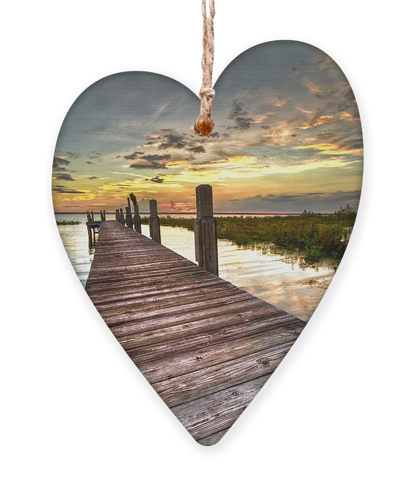 Clouds Ornament featuring the photograph Evening Dock by Debra and Dave Vanderlaan