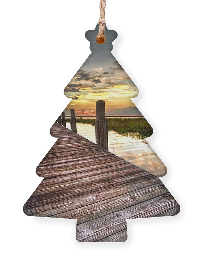 Clouds Ornament featuring the photograph Evening Dock by Debra and Dave Vanderlaan