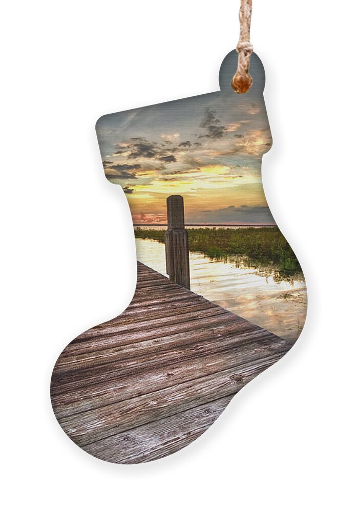 Clouds Ornament featuring the photograph Evening Dock by Debra and Dave Vanderlaan