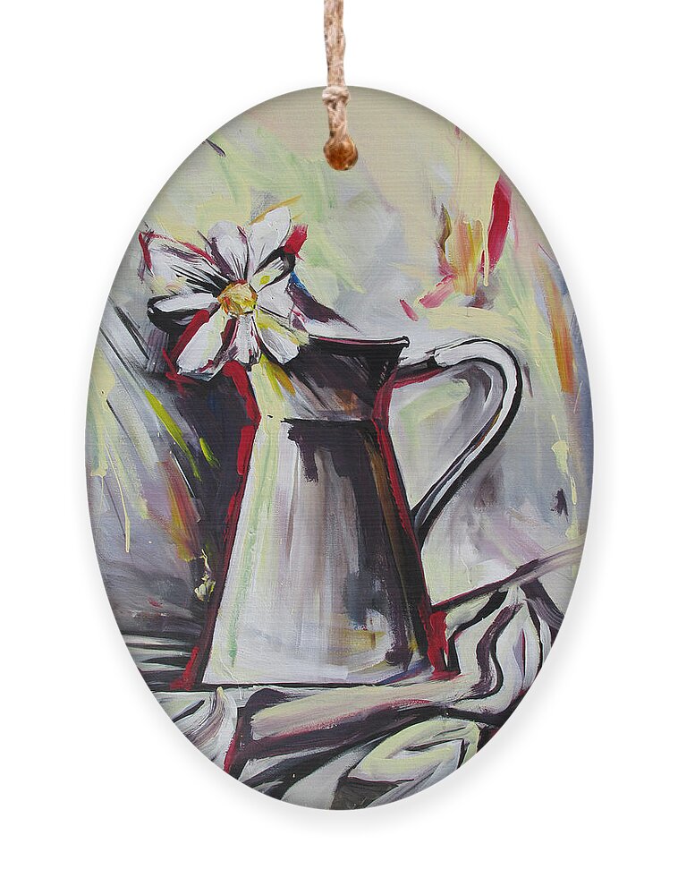 Eye Of The Vase Ornament featuring the painting Eye Of The Vase by John Gholson