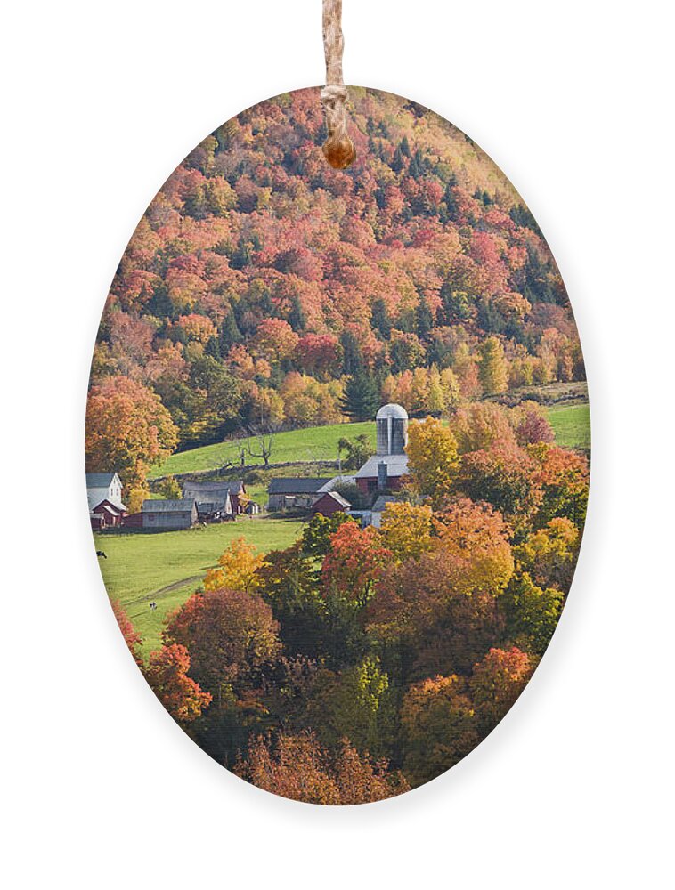 New England Fall Foliage Ornament featuring the photograph Farm with a foliage view by Jeff Folger