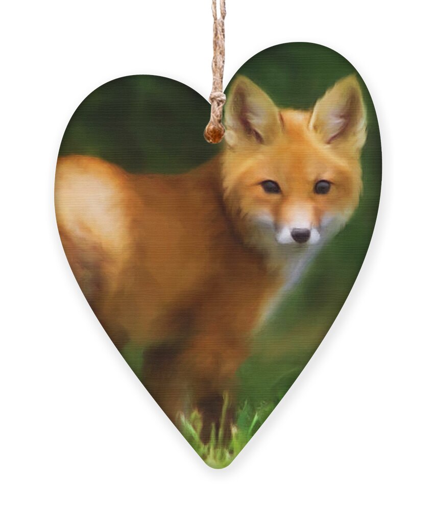 Fox Ornament featuring the painting Fiery Fox by Christina Rollo