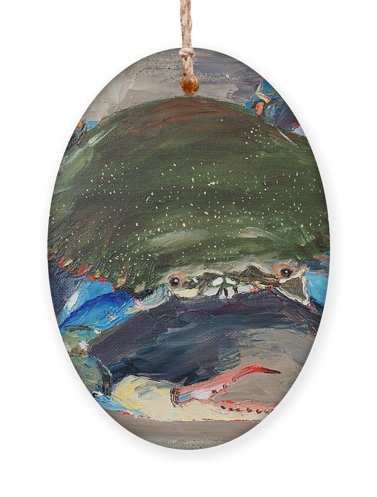 Blue Crab Ornament featuring the painting Fightin' Mad by Jill Ciccone Pike