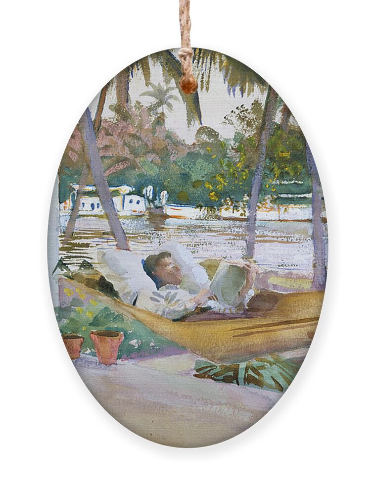 John Singer Sargent Ornament featuring the painting Figure in Hammock. Florida by John Singer Sargent