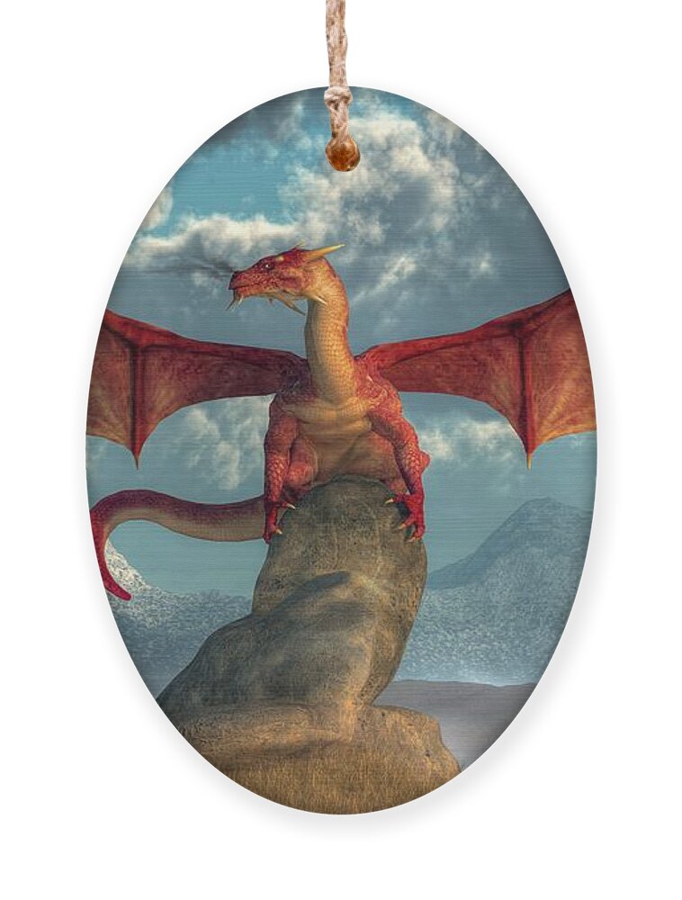 Fire Dragon Ornament featuring the digital art Fire Dragon by Daniel Eskridge