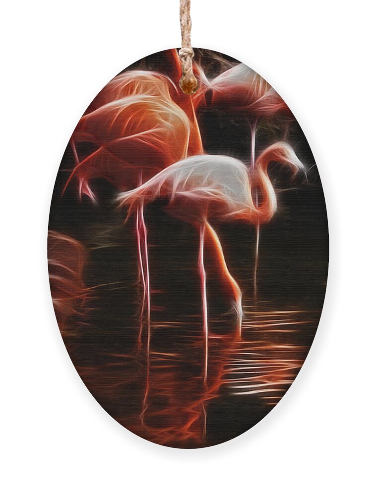 Fire Flamingos Ornament featuring the photograph Fire Flamingos by Weston Westmoreland