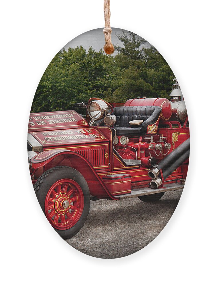Savad Ornament featuring the photograph Fireman - Phoenix No2 Stroudsburg PA 1923 by Mike Savad