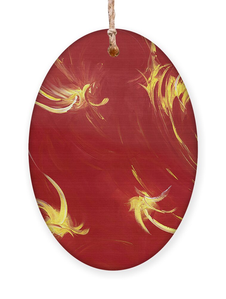 Abstract Ornament featuring the painting Fireworks by Tamara Nelson