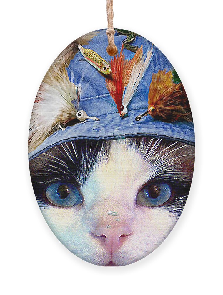 Cat Ornament featuring the mixed media Fisher Cat by Michele Avanti