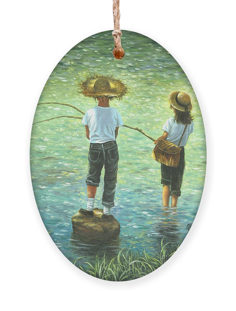 Fishing Boy and Girl Ornament by Vickie Wade - Vickie Wade - Website