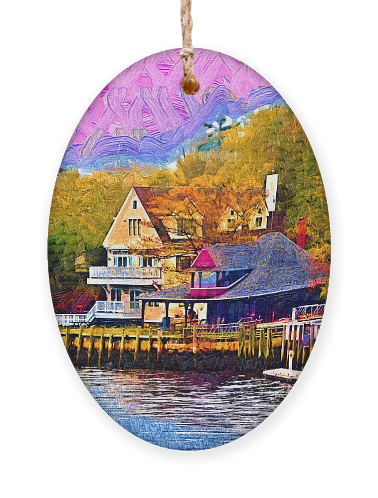 Harbor Ornament featuring the painting Fishing Village by Kirt Tisdale