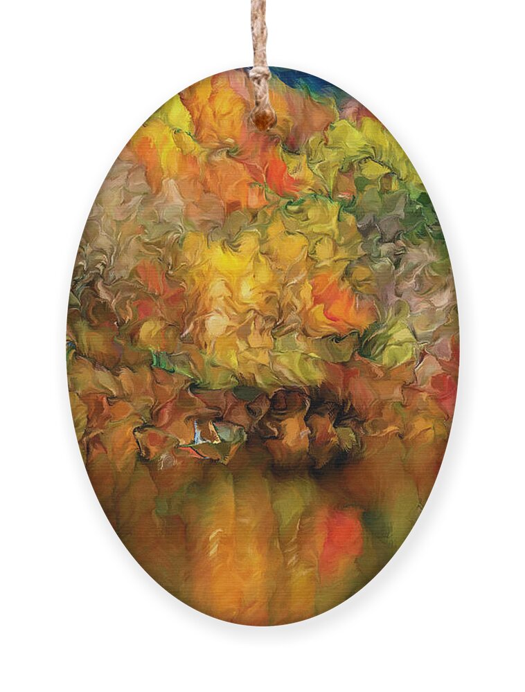 Abstract Ornament featuring the painting Flaming Autumn Abstract by Georgiana Romanovna