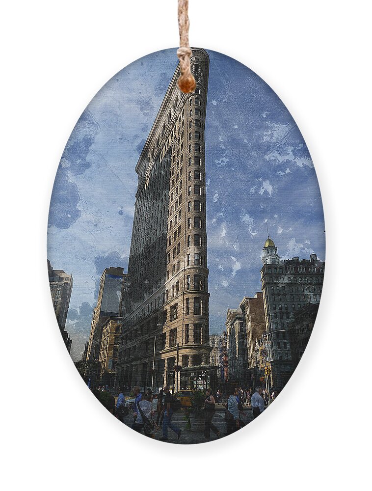 Richard Reeve Ornament featuring the photograph FlatIron Building Manhattan by Richard Reeve