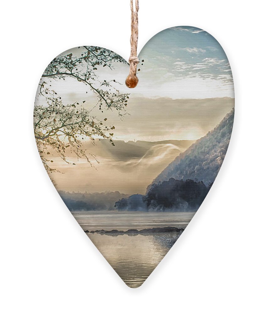 Fog Ornament featuring the photograph Foggy Morning Along The New River by Kerri Farley