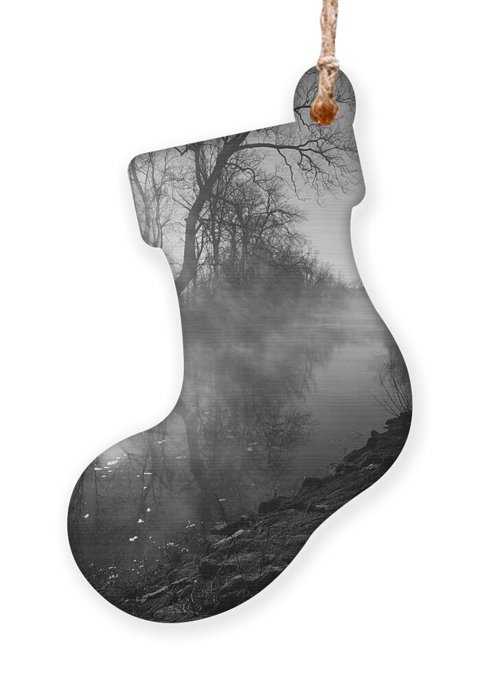Fog Ornament featuring the photograph Foggy River Morning Sunrise by Jennifer White
