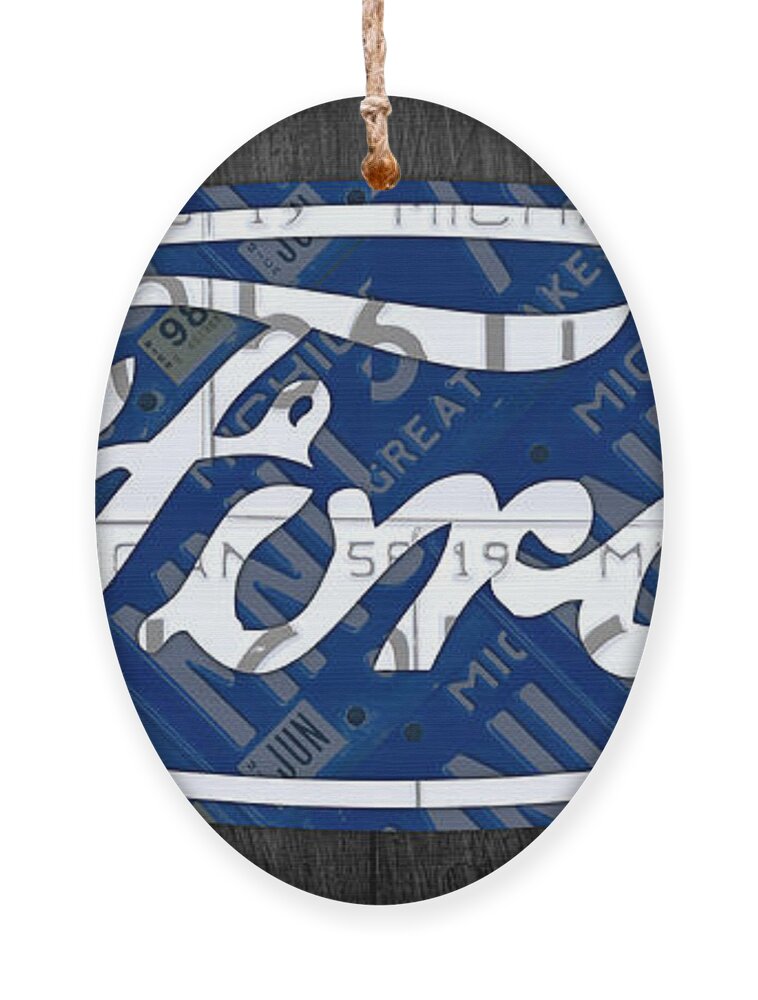 Ford Ornament featuring the mixed media Ford Motor Company Retro Logo License Plate Art by Design Turnpike