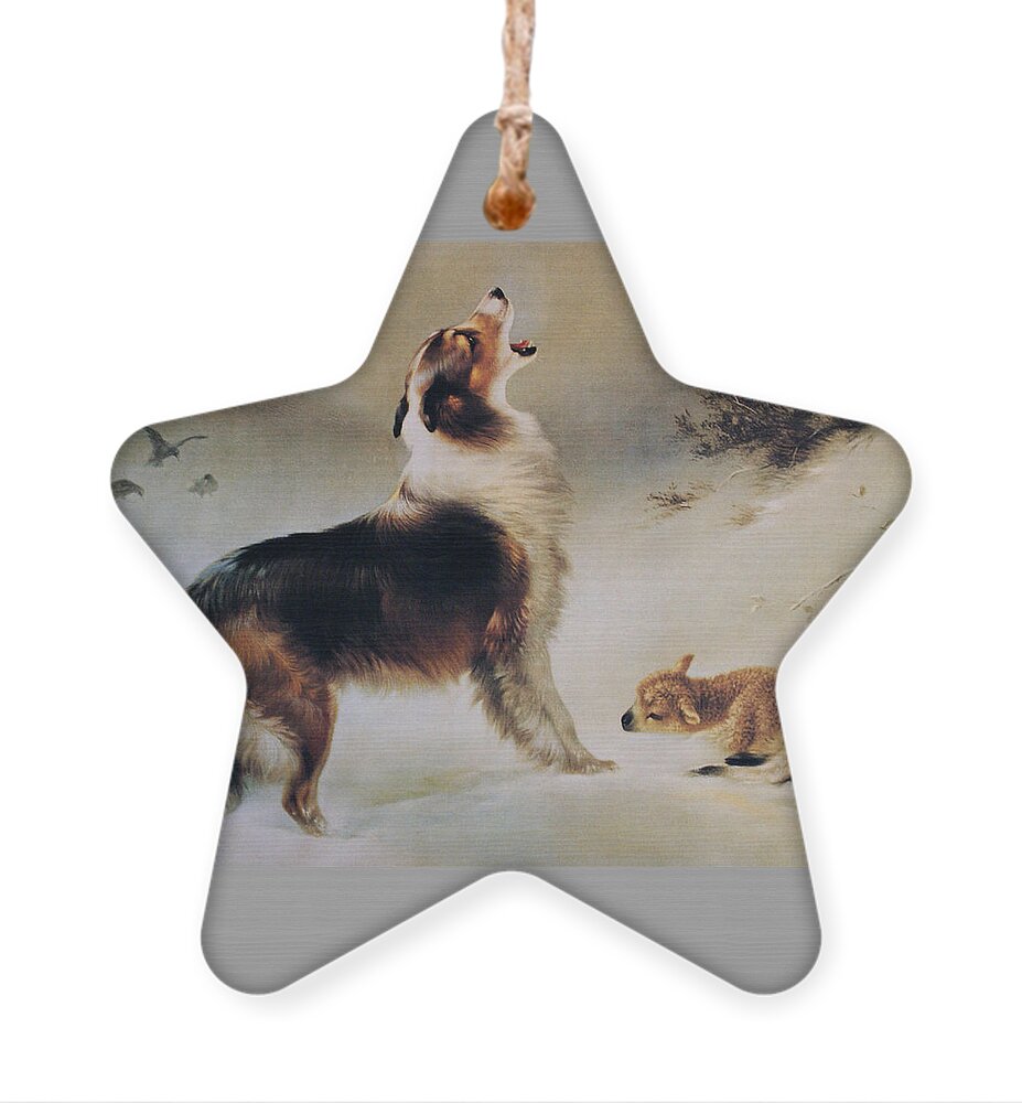 Collie Dog Ornament featuring the painting Found by Albrecht Schenck