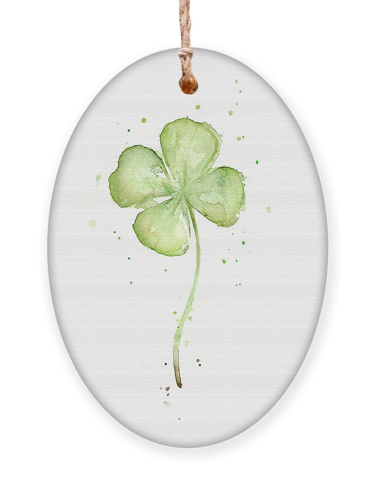 St Patricks Ornament featuring the painting Four Leaf Clover Lucky Charm by Olga Shvartsur