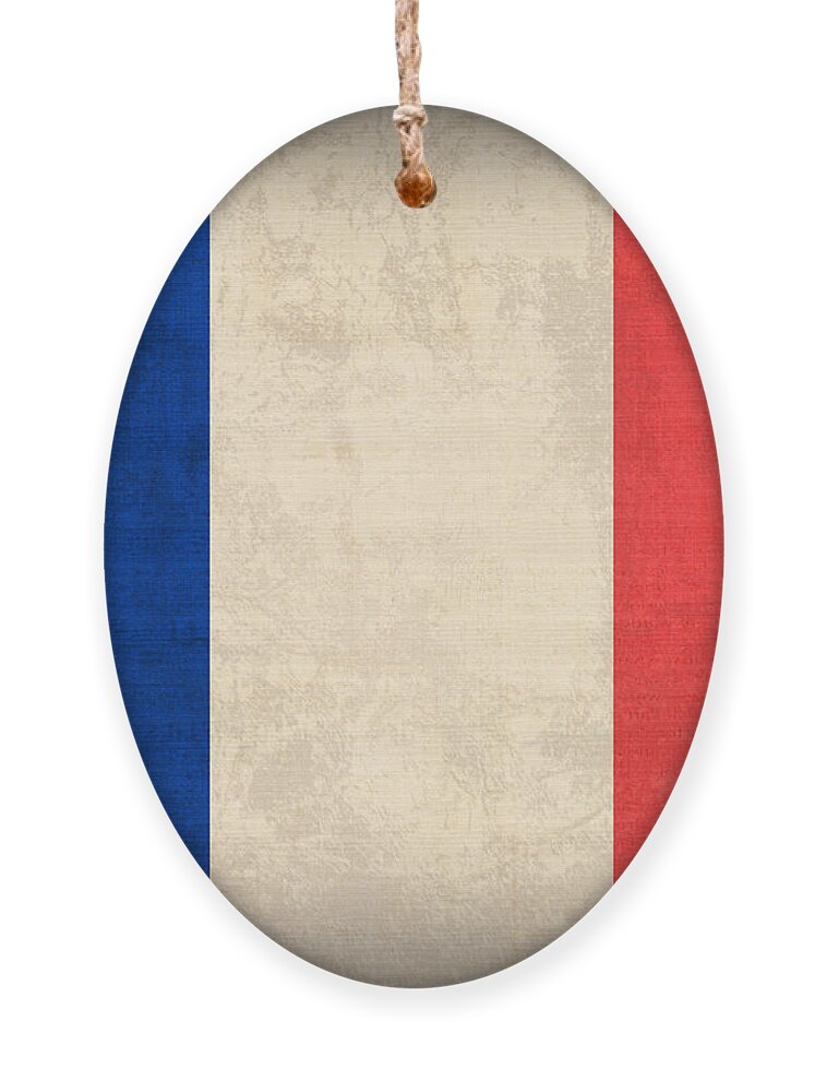 France Flag Paris Marseilles French Europe Ornament featuring the mixed media France Flag Distressed Vintage Finish by Design Turnpike