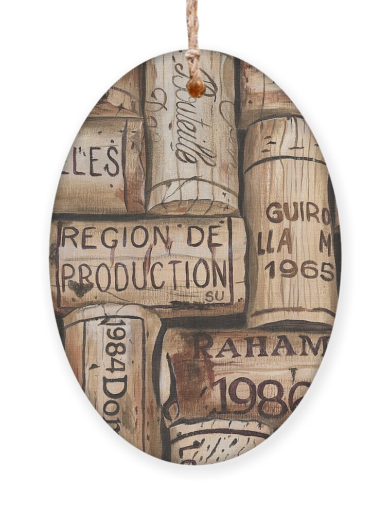 Alcohol Ornament featuring the painting French Corks by Debbie DeWitt