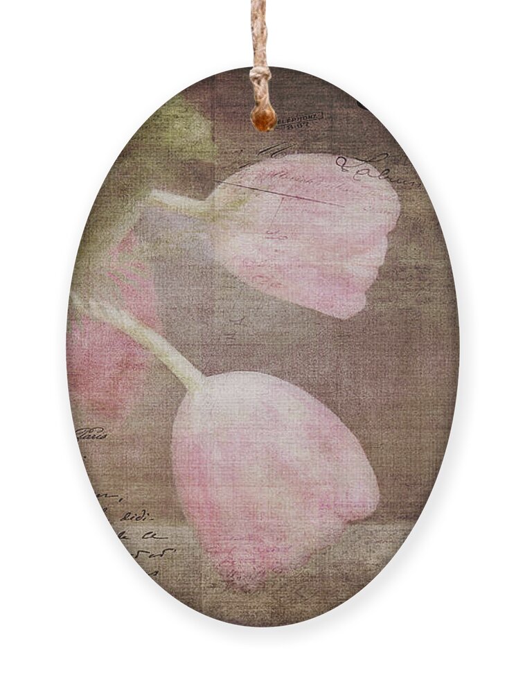 Tulips Ornament featuring the digital art French Tulips by Jayne Carney