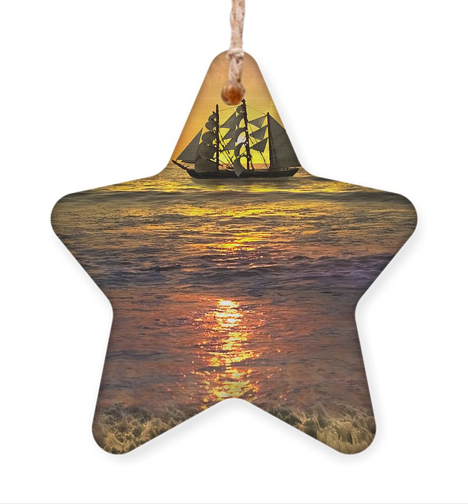 Boats Ornament featuring the photograph Full Sail by Debra and Dave Vanderlaan