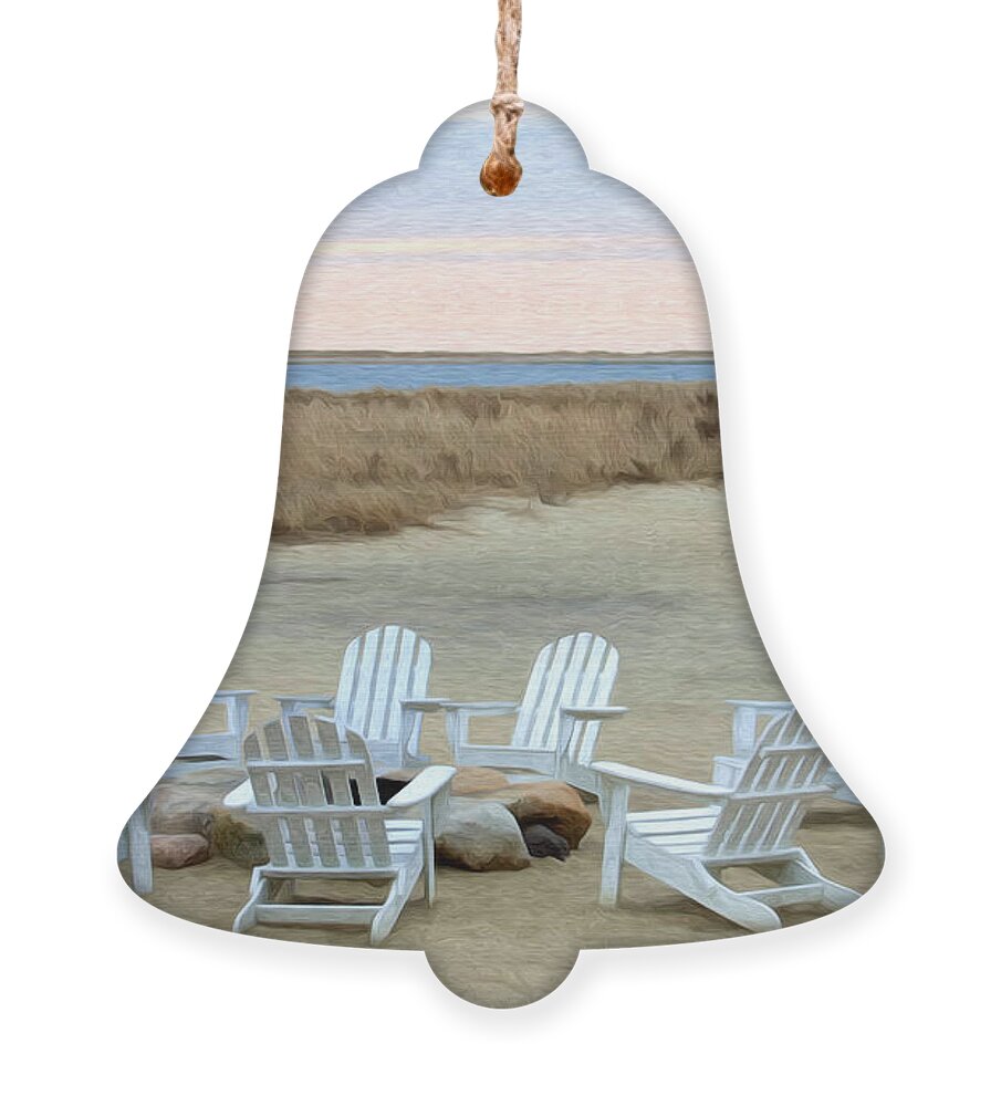 Chairs Ornament featuring the digital art Gather Around the Fire Pit by Jayne Carney