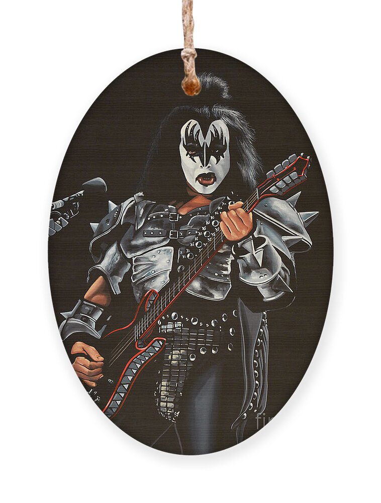 Kiss Ornament featuring the painting Gene Simmons of Kiss by Paul Meijering