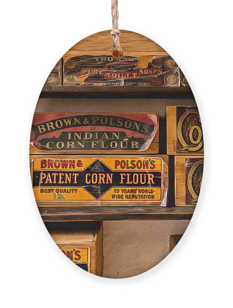 Tin Ornament featuring the photograph General Store 2 by Nigel R Bell
