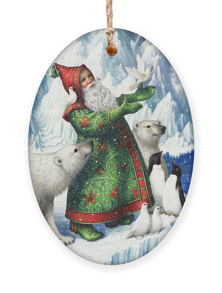 Santa Claus Ornament featuring the painting Gift of Peace by Lynn Bywaters