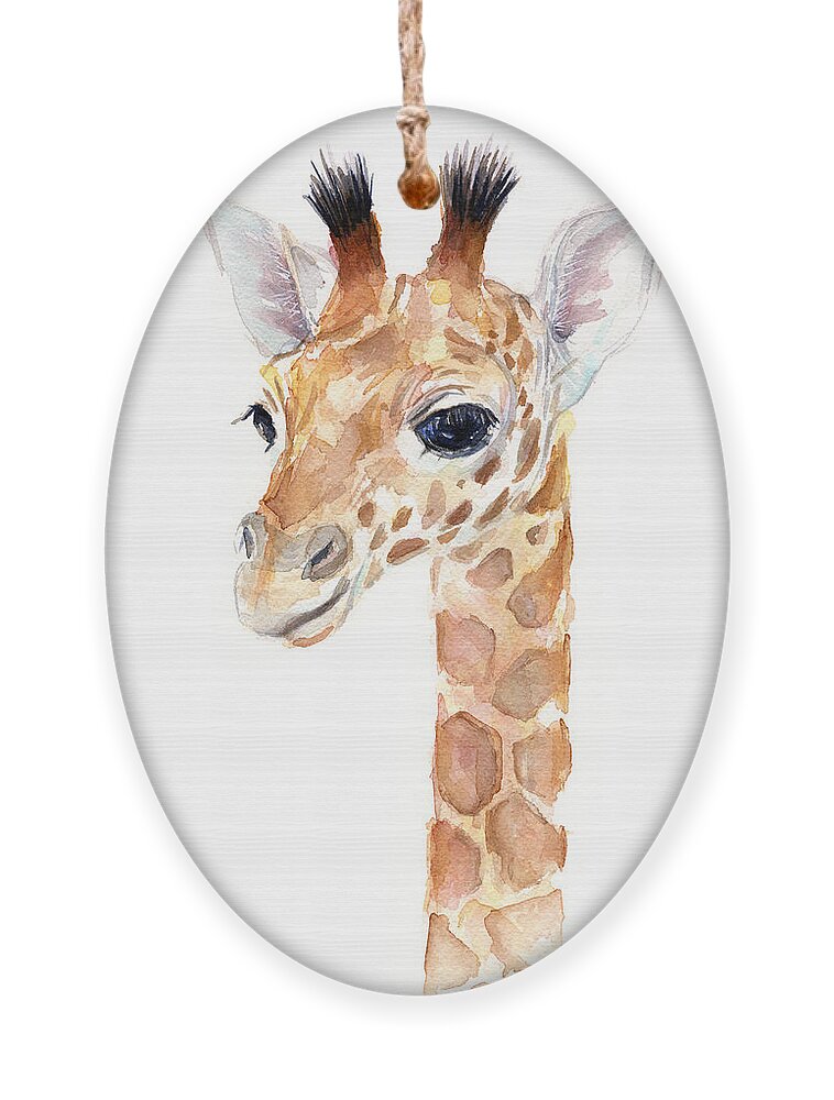 Watercolor Ornament featuring the painting Giraffe Watercolor by Olga Shvartsur